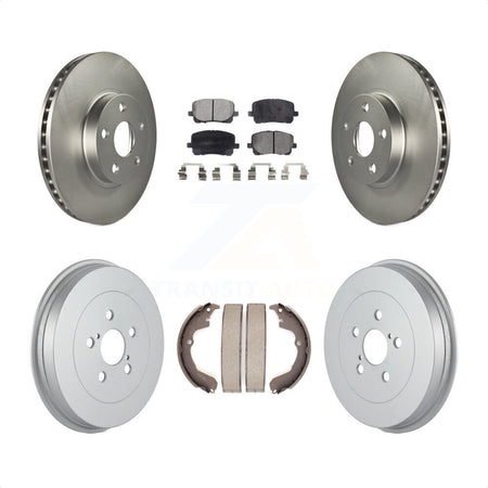 Front Rear Coated Disc Brake Rotors Semi-Metallic Pads And Drum Kit For Toyota Matrix Pontiac Vibe KGF-102350 by Transit Auto