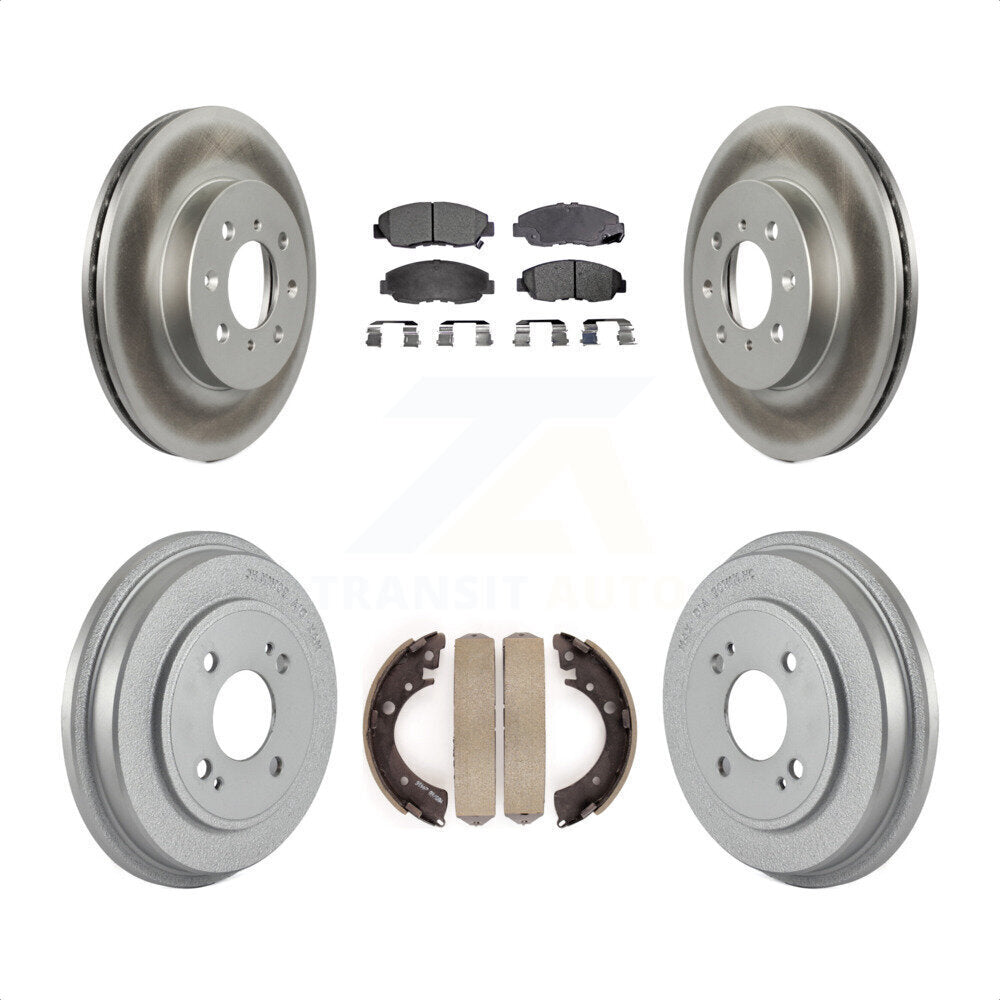 Front Rear Coated Disc Brake Rotors Semi-Metallic Pads And Drum Kit For Honda Civic KGF-102366 by Transit Auto