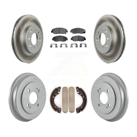 Front Rear Coated Disc Brake Rotors Semi-Metallic Pads And Drum Kit For Honda Civic KGF-102366 by Transit Auto