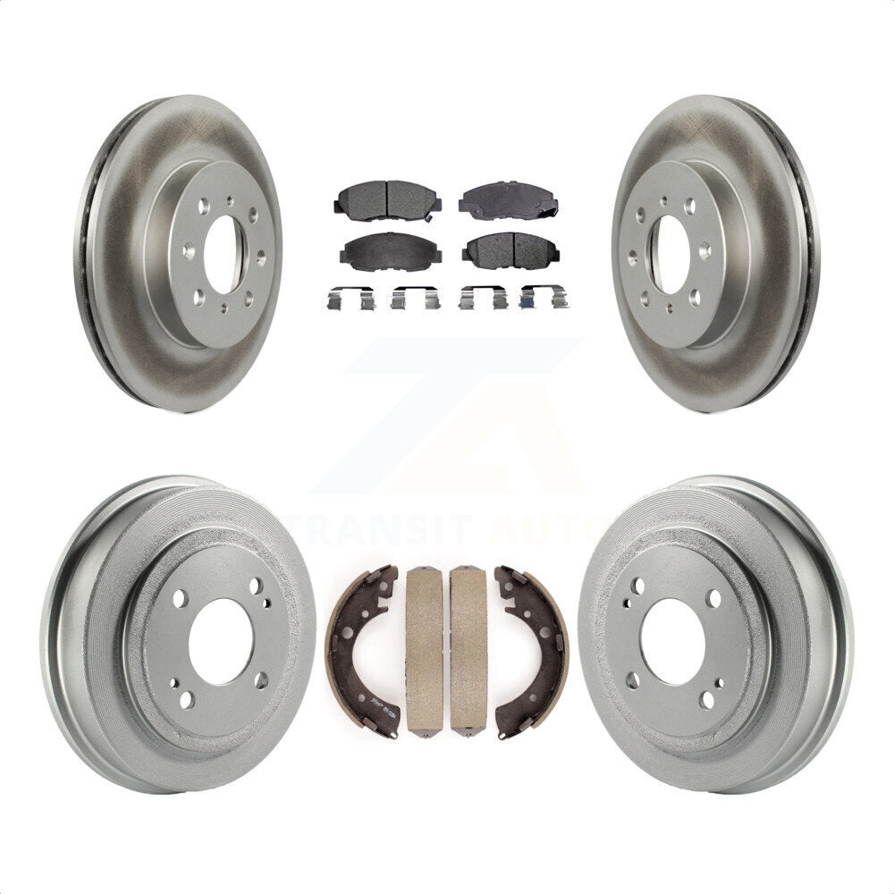 Front Rear Coated Disc Brake Rotors Semi-Metallic Pads And Drum Kit For Honda Civic Acura EL KGF-102369 by Transit Auto