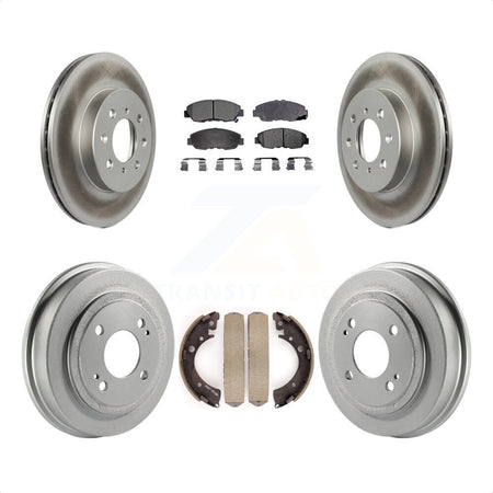 Front Rear Coated Disc Brake Rotors Semi-Metallic Pads And Drum Kit For Honda Civic Acura EL KGF-102369 by Transit Auto