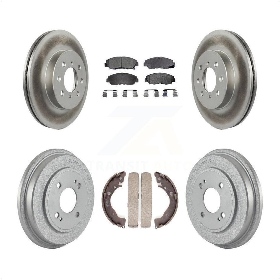 Front Rear Coated Disc Brake Rotors Semi-Metallic Pads And Drum Kit For Honda Insight KGF-102371 by Transit Auto