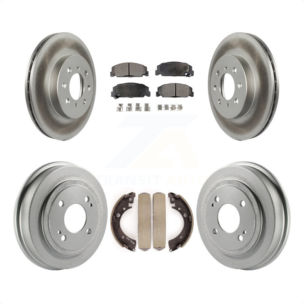 Front Rear Coated Disc Brake Rotors Semi-Metallic Pads And Drum Kit For 1997 Honda Civic LX with 4-Wheel ABS KGF-102372 by Transit Auto