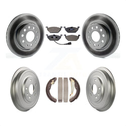 Front Rear Coated Disc Brake Rotors Semi-Metallic Pads And Drum Kit For 2011-2012 Volkswagen Jetta With 280mm Diameter Rotor KGF-102375
