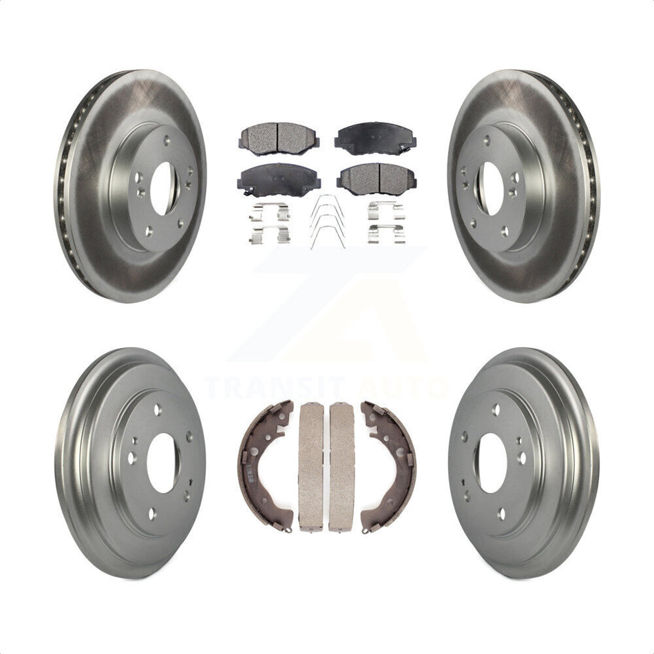 Front Rear Coated Disc Brake Rotors Semi-Metallic Pads And Drum Kit For Honda Civic KGF-102378 by Transit Auto