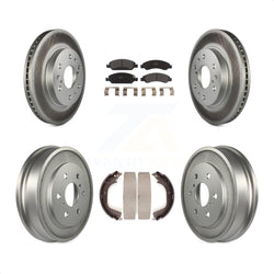 Front Rear Coated Disc Brake Rotors Semi-Metallic Pads And Drum Kit For 2008-2008 Chevrolet Silverado 1500 GMC Sierra With Vehicles Using Hold Down Pins KGF-102391