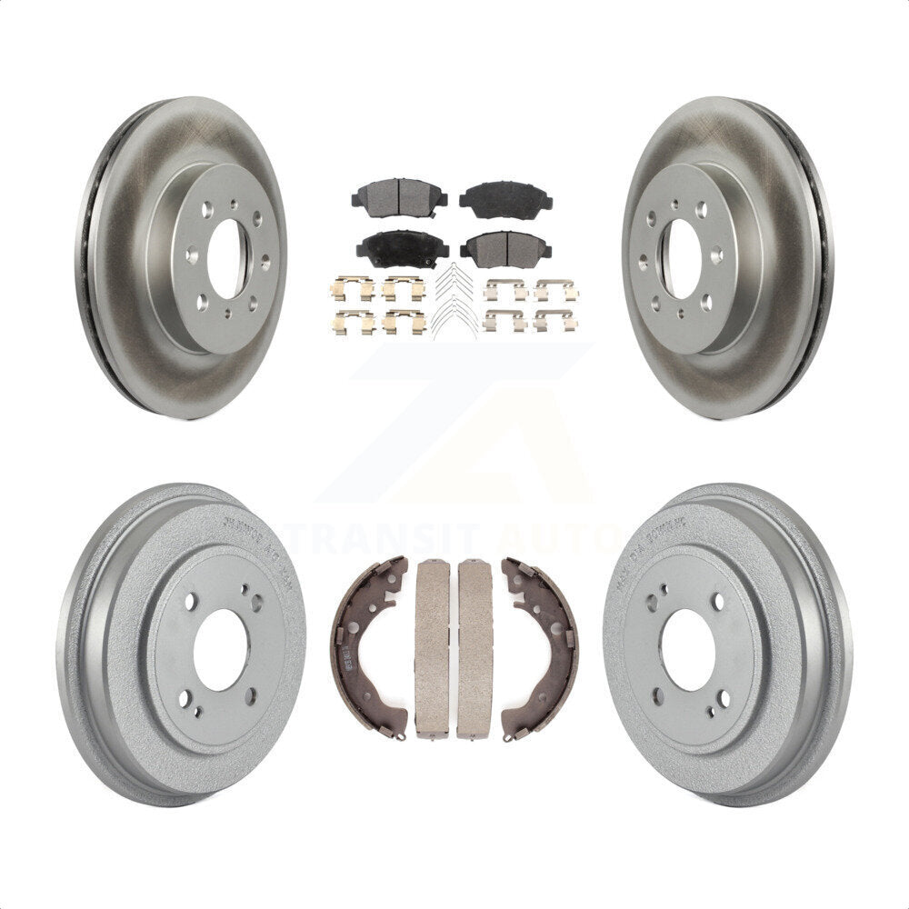 Front Rear Coated Disc Brake Rotors Semi-Metallic Pads And Drum Kit For Honda Fit KGF-102397 by Transit Auto