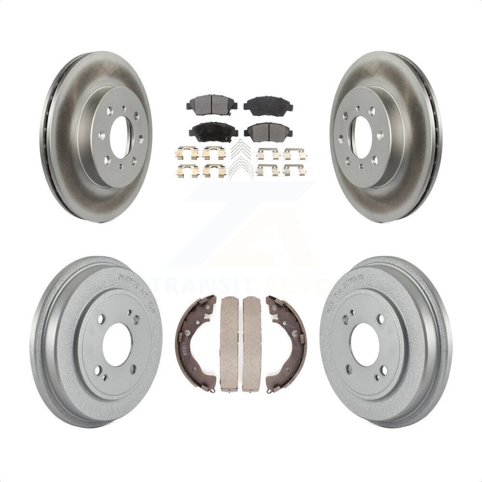 Front Rear Coated Disc Brake Rotors Semi-Metallic Pads And Drum Kit For Honda Fit KGF-102397 by Transit Auto