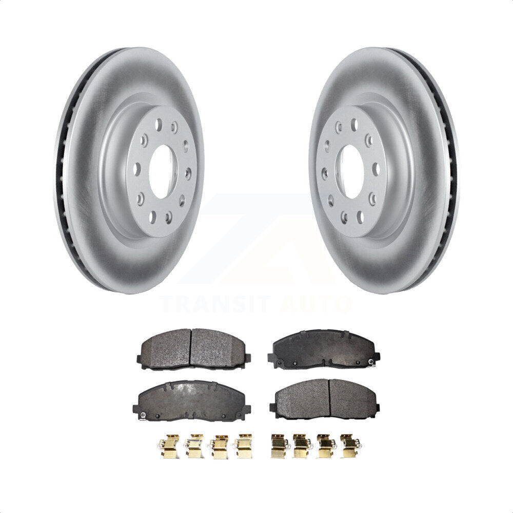 Front Coated Disc Brake Rotors And Semi-Metallic Pads Kit For 2018-2022 Jeep Wrangler Without Heavy Duty Brakes Code BRY KGF-102450 by Transit Auto