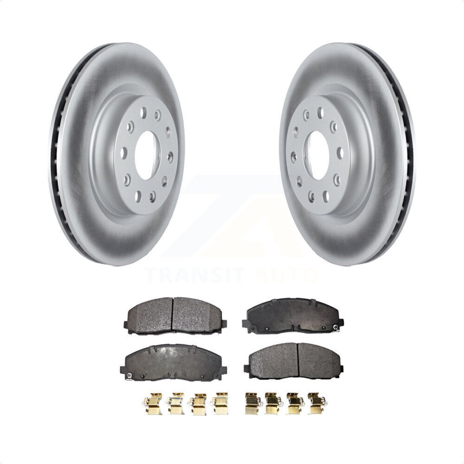 Front Coated Disc Brake Rotors And Semi-Metallic Pads Kit For 2018-2022 Jeep Wrangler Without Heavy Duty Brakes Code BRY KGF-102450 by Transit Auto