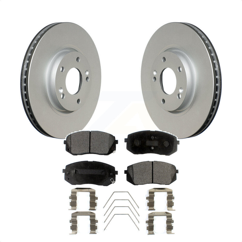 Front Coated Disc Brake Rotors And Semi-Metallic Pads Kit For 2017-2019 Kia Soul EV KGF-102454 by Transit Auto