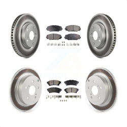 Front Rear Coated Disc Brake Rotors And Semi-Metallic Pads Kit For 2016-2019 Toyota Mirai KGF-102490