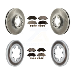 Front Rear Coated Disc Brake Rotors And Semi-Metallic Pads Kit For 2015-2019 Ford Transit-350 HD With 6 Lug Wheels KGF-102493