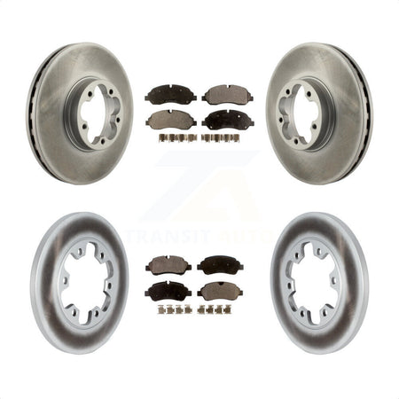 Front Rear Coated Disc Brake Rotors And Semi-Metallic Pads Kit For 2015-2019 Ford Transit-350 HD With 6 Lug Wheels KGF-102493 by Transit Auto