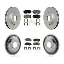 Front Rear Coated Disc Brake Rotors And Semi-Metallic Pads Kit For 2017-2018 Kia Soul EV KGF-102503