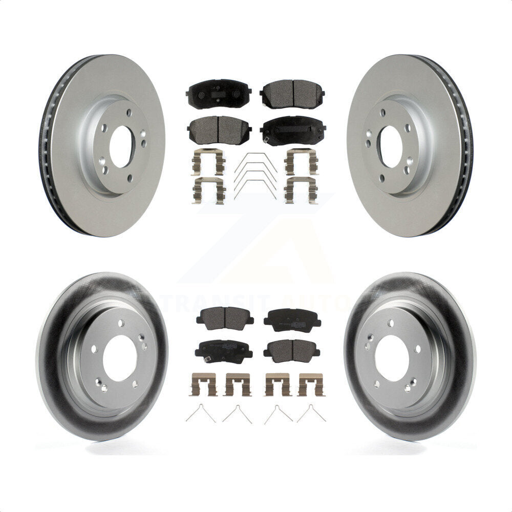 Front Rear Coated Disc Brake Rotors And Semi-Metallic Pads Kit For 2017-2018 Kia Soul EV KGF-102503 by Transit Auto