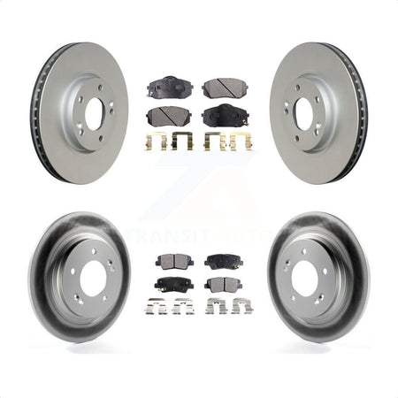 Front Rear Coated Disc Brake Rotors And Semi-Metallic Pads Kit For Kia Soul EV KGF-102505 by Transit Auto