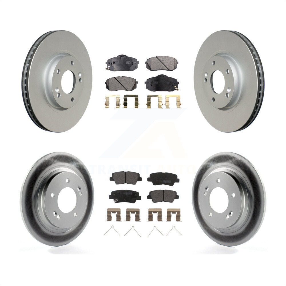 Front Rear Coated Disc Brake Rotors And Semi-Metallic Pads Kit For 2016 Kia Soul EV From Chassis VIN #160921 KGF-102506 by Transit Auto