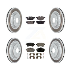 Front Rear Coated Disc Brake Rotors And Semi-Metallic Pads Kit For 2017 Mercedes-Benz GLS350d KGF-102507