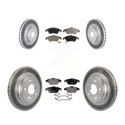 Front Rear Coated Disc Brake Rotors And Semi-Metallic Pads Kit For 2010-2011 Mercedes-Benz E550 Coupe With 300mm Diameter Rotor KGF-102509