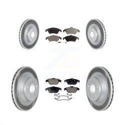 Front Rear Coated Disc Brake Rotors And Semi-Metallic Pads Kit For 2010-2011 Mercedes-Benz E550 Coupe With 320mm Diameter Rotor KGF-102510