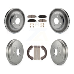 Front Rear Coated Disc Brake Rotors Semi-Metallic Pads And Drum Kit For 2008 Nissan Versa 4-Wheel ABS KGF-102546