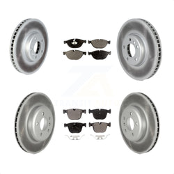 Front Rear Coated Disc Brake Rotors And Semi-Metallic Pads Kit (6Pc) For BMW 740Li 740i 535i GT xDrive ActiveHybrid 7 KGF-102552