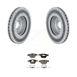 Front Coated Disc Brake Rotors And Semi-Metallic Pads Kit For 2012 BMW 335i Convertible Coupe With Blue Painted Calipers KGF-102563