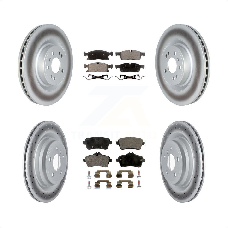 Front Rear Coated Disc Brake Rotors And Semi-Metallic Pads Kit For 2016-2017 Mercedes-Benz GLE400 With AMG Package KGF-102578 by Transit Auto