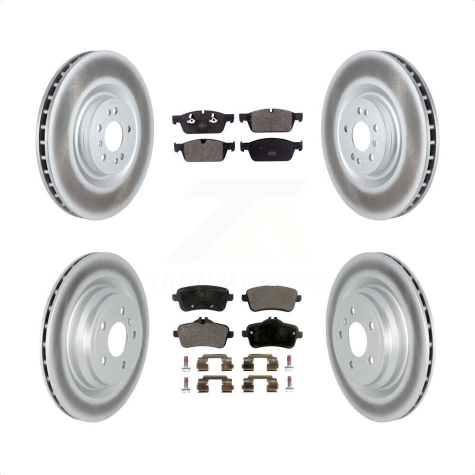 Front Rear Coated Disc Brake Rotors And Semi-Metallic Pads Kit For 2017-2018 Mercedes-Benz GLE550e With AMG Package KGF-102581 by Transit Auto