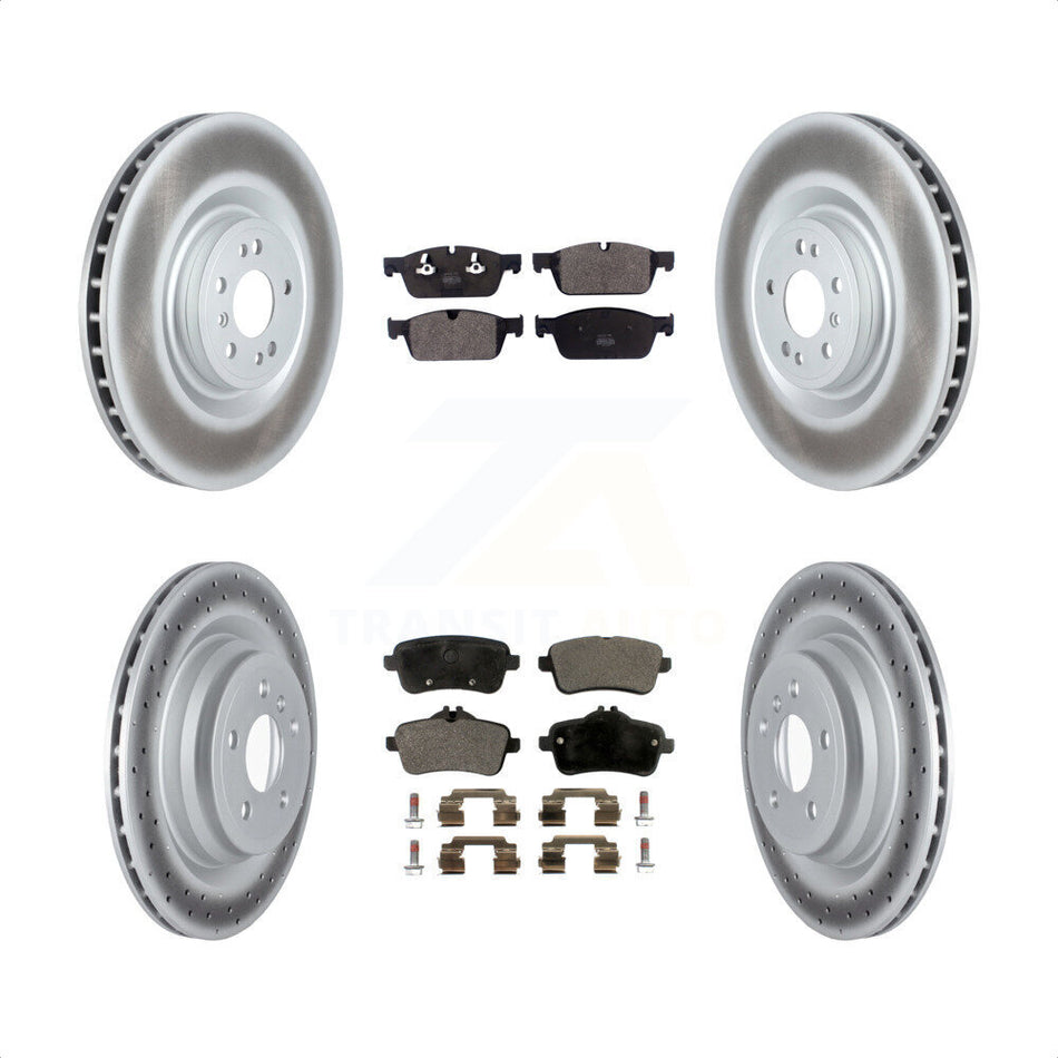 Front Rear Coated Disc Brake Rotors And Semi-Metallic Pads Kit For 2017-2018 Mercedes-Benz GLE550e With AMG Package KGF-102582 by Transit Auto