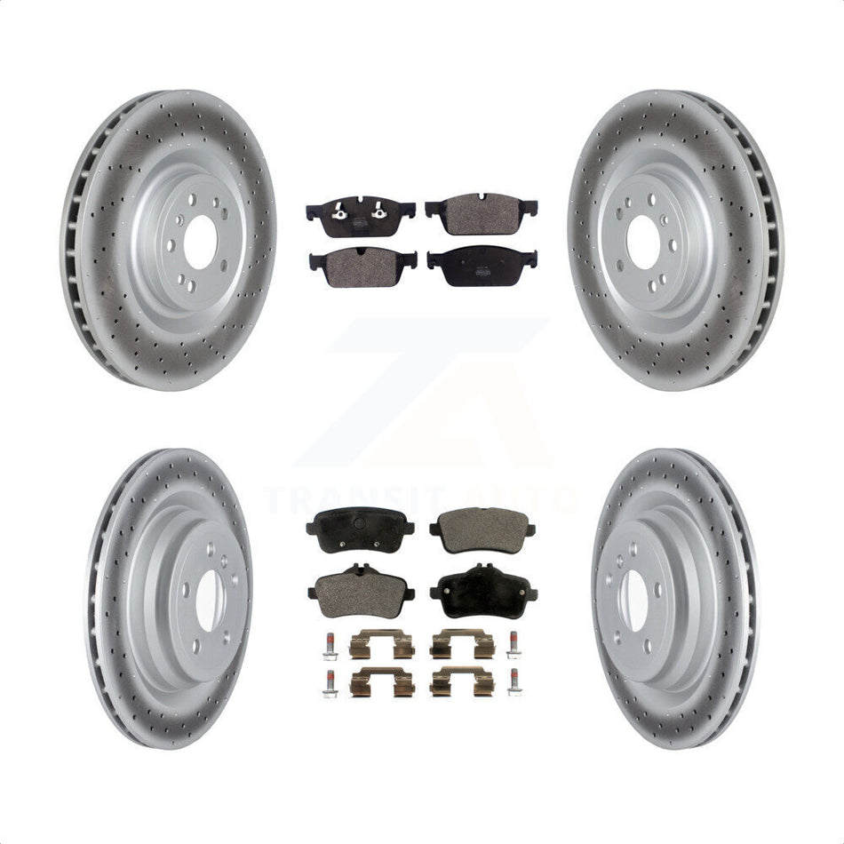 Front Rear Coated Disc Brake Rotors And Semi-Metallic Pads Kit For 2017-2018 Mercedes-Benz GLE550e With AMG Package KGF-102584 by Transit Auto