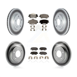 Front Rear Coated Disc Brake Rotors And Semi-Metallic Pads Kit For Kia Niro Hyundai Ioniq KGF-102585