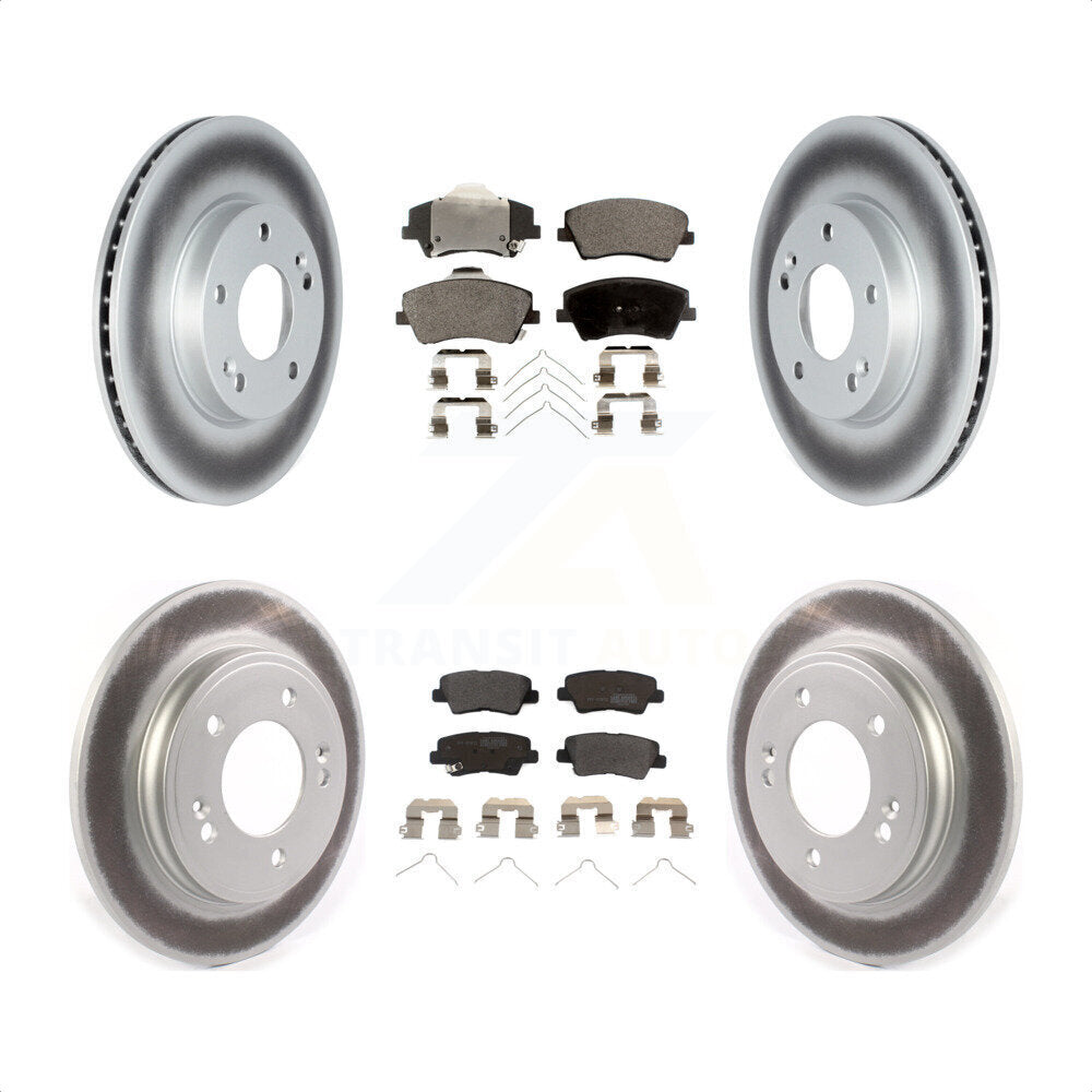 Front Rear Coated Disc Brake Rotors And Semi-Metallic Pads Kit For Kia Niro Hyundai Ioniq KGF-102586 by Transit Auto