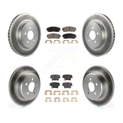 Front Rear Coated Disc Brake Rotors And Semi-Metallic Pads Kit For 2015-2018 Dodge Charger RWD with 3.6L With 345mm Diameter Rotor KGF-102700