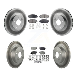 Front Rear Coated Disc Brake Rotors And Semi-Metallic Pads Kit For 2005 Honda Accord Hybrid with 3.0L KGF-102725