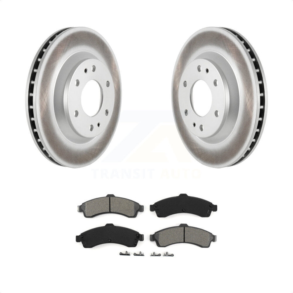 Front Coated Disc Brake Rotors And Semi-Metallic Pads Kit For Chevrolet Trailblazer GMC Envoy Buick Rainier Oldsmobile Bravada Isuzu Ascender KGS-100018 by Transit Auto