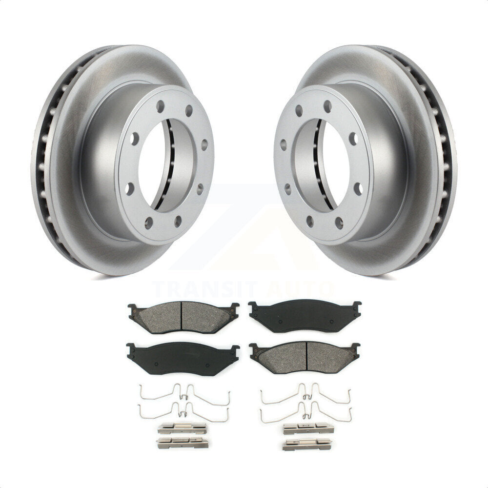 Front Coated Disc Brake Rotors And Semi-Metallic Pads Kit For Ford F-550 Super Duty F-450 KGS-100079 by Transit Auto