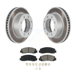 Front Coated Disc Brake Rotors And Semi-Metallic Pads Kit For Ford F-250 Super Duty F-350 With Single Rear Wheels 4WD KGS-100094