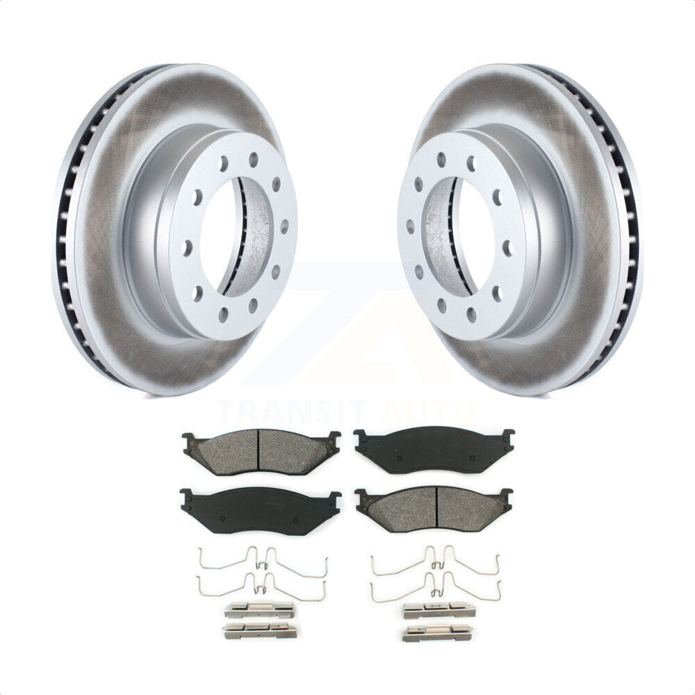 Front Coated Disc Brake Rotors And Semi-Metallic Pads Kit For Ford F-450 Super Duty F-550 International CF500 CF600 KGS-100096 by Transit Auto