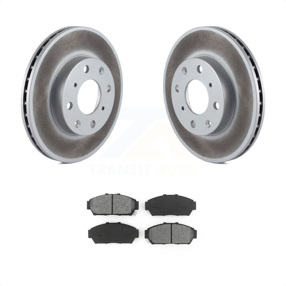 Front Coated Disc Brake Rotors And Semi-Metallic Pads Kit For 1994-1995 Honda Civic EX with Sedan Non-ABS KGS-100182 by Transit Auto