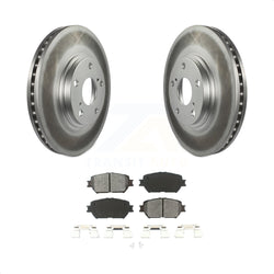 Front Coated Disc Brake Rotors And Semi-Metallic Pads Kit For 2002-2004 Toyota Camry With 296mm Diameter Rotor Stepped Hat Design KGS-100229