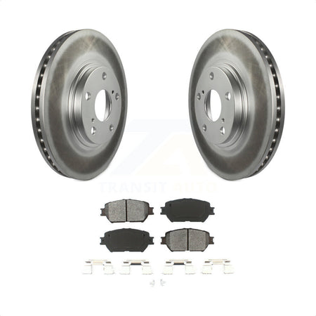 Front Coated Disc Brake Rotors And Semi-Metallic Pads Kit For 2002-2004 Toyota Camry With 296mm Diameter Rotor Stepped Hat Design KGS-100229 by Transit Auto