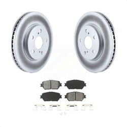 Front Coated Disc Brake Rotors And Semi-Metallic Pads Kit For 2002-2004 Toyota Camry Straight Hat Design With 296mm Diameter Rotor KGS-100261