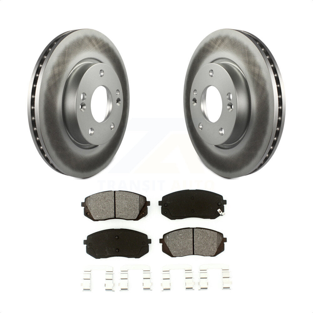 Front Coated Disc Brake Rotors And Semi-Metallic Pads Kit For 2010-2012 Kia Rondo KGS-100264 by Transit Auto