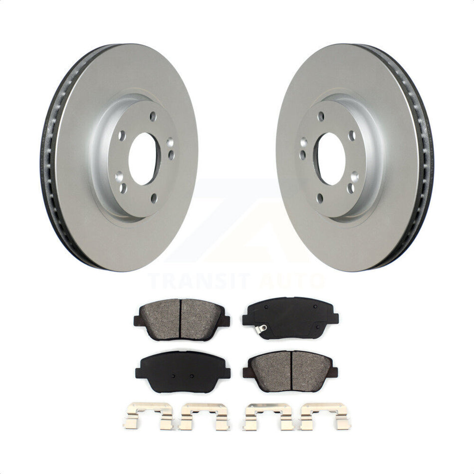 Front Coated Disc Brake Rotors And Semi-Metallic Pads Kit For Hyundai Sonata Kia Optima KGS-100348 by Transit Auto