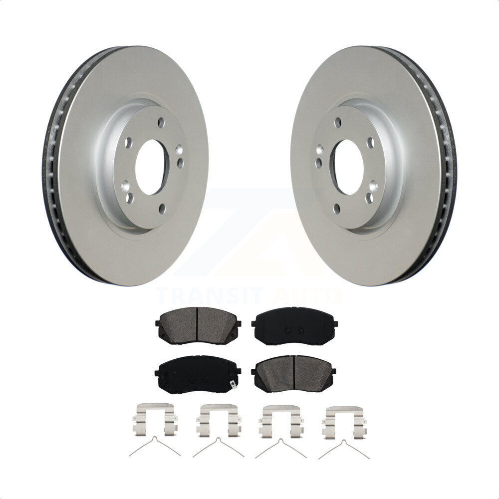 Front Coated Disc Brake Rotors And Semi-Metallic Pads Kit For 2016 Hyundai Sonata FULL HYBRID EV-GAS (FHEV) engine KGS-100351 by Transit Auto