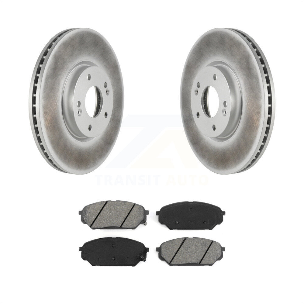 Front Coated Disc Brake Rotors And Semi-Metallic Pads Kit For 2007-2012 Hyundai Veracruz KGS-100398 by Transit Auto