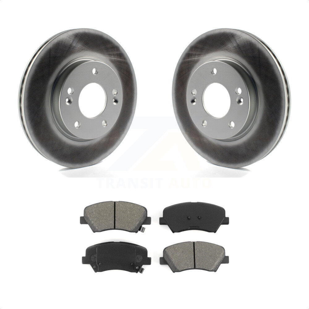 Front Coated Disc Brake Rotors And Semi-Metallic Pads Kit For Hyundai Elantra Kia Forte Veloster GT Forte5 Coupe Koup KGS-100451 by Transit Auto