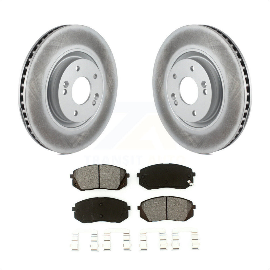 Front Coated Disc Brake Rotors And Semi-Metallic Pads Kit For Hyundai Tucson Sonata Kia Cadenza KGS-100453 by Transit Auto